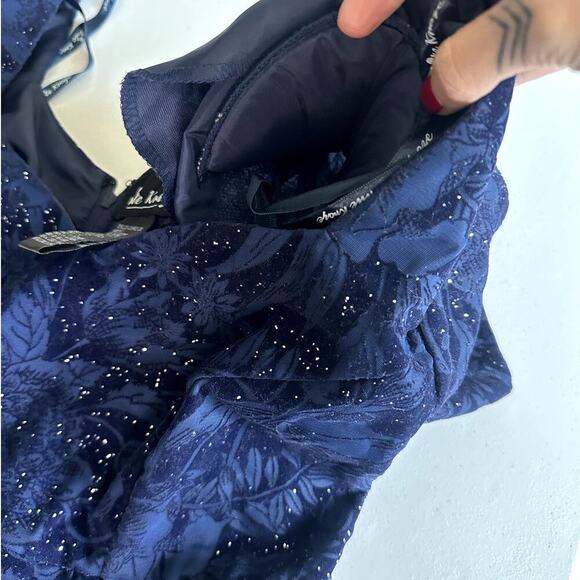 Vintage 80's Nite Kraze Dark Blue/Black Velvet, Studded, Cocktail Dress- 7/8 - Picture 9 of 12